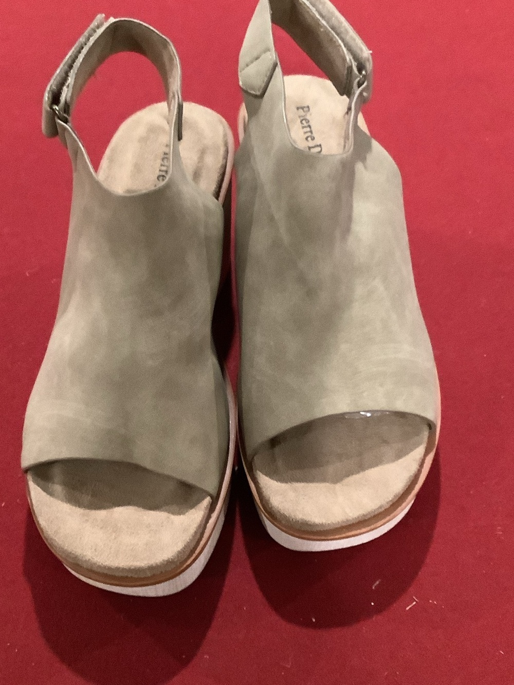 Pierre Dumas Olive Open-Toe Slingback Platform Mules
